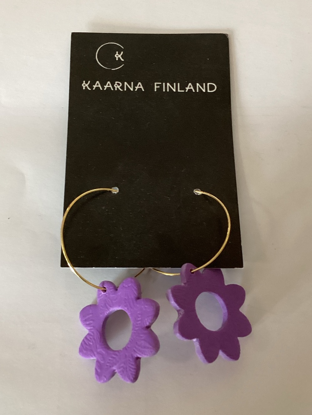KAARNA Finland Purple Floral Hoop Earrings